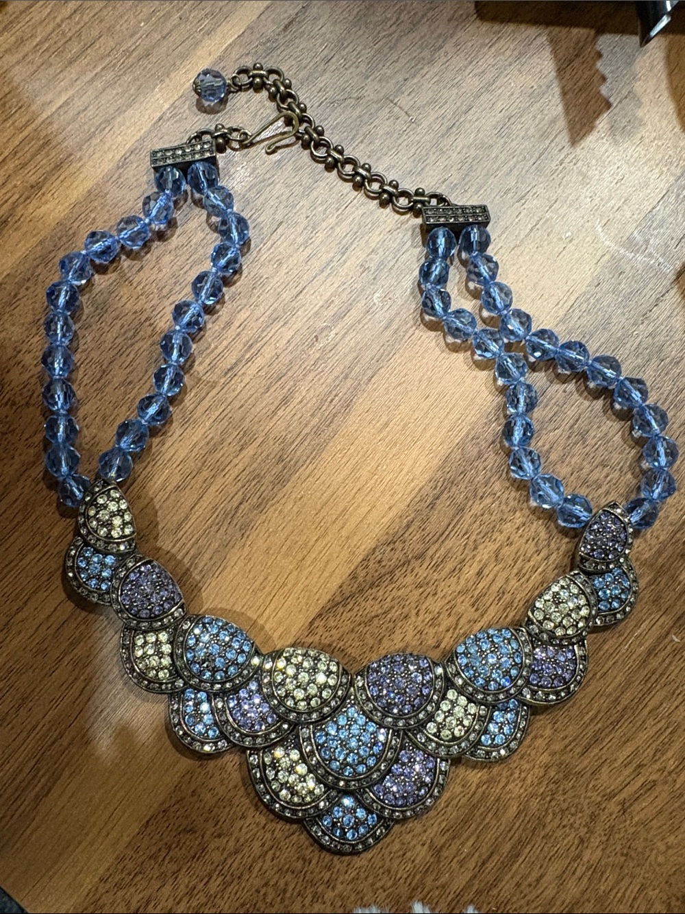 22-Women's Blue and Lavender Crystal Statement Necklace